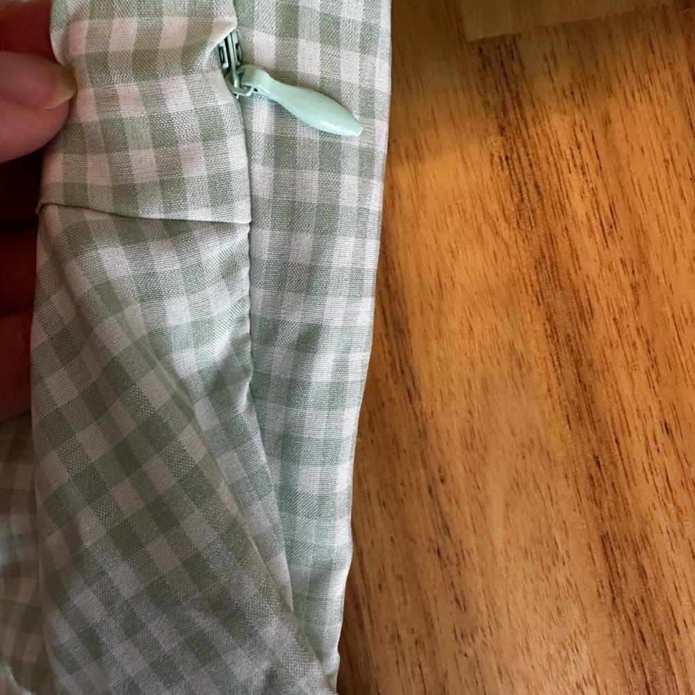 SHEIN Light Green‎ White Gingham Puff Sleeve Blouse size Large - Picture 7 of 10
